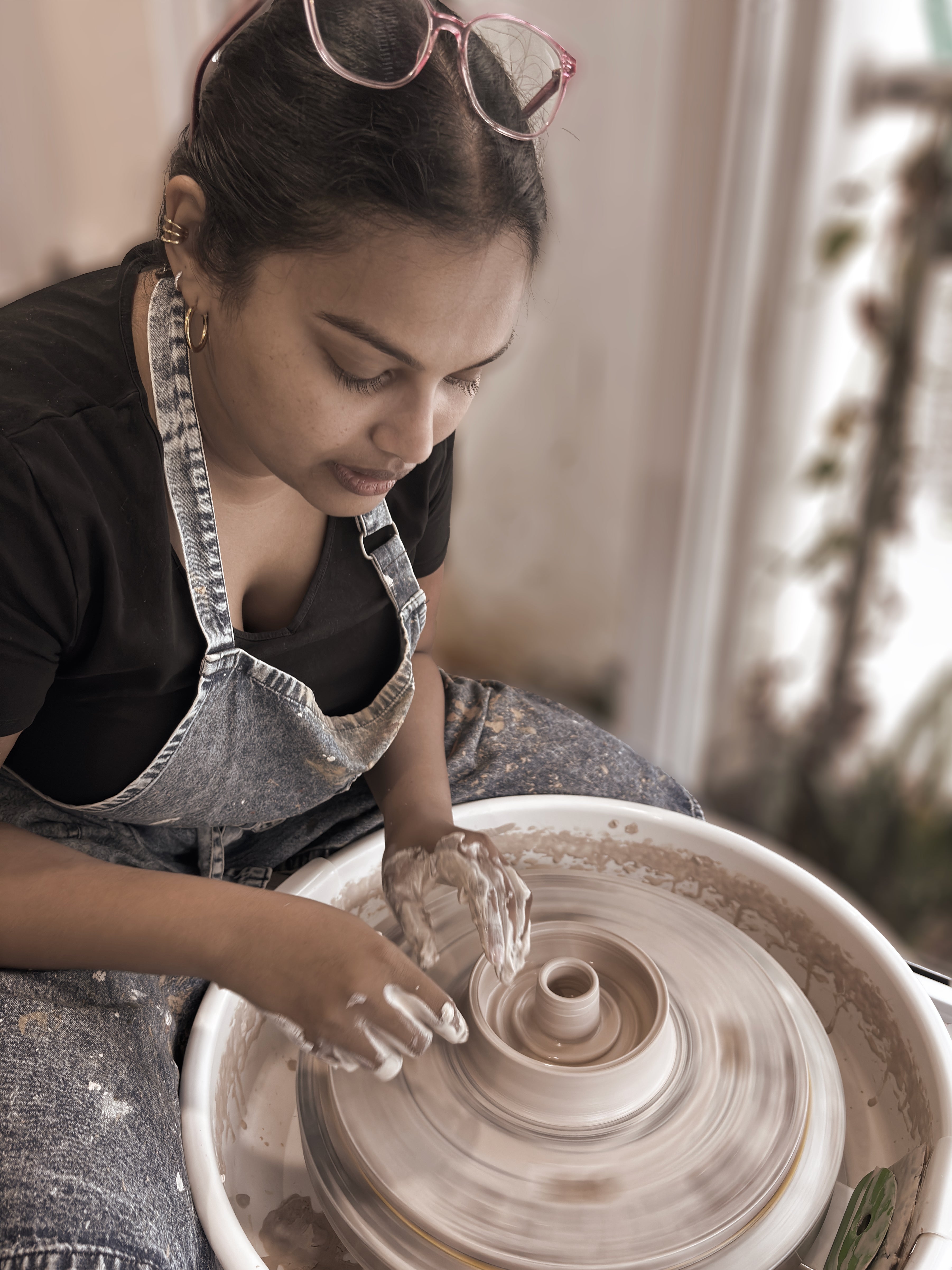 Behind the clay