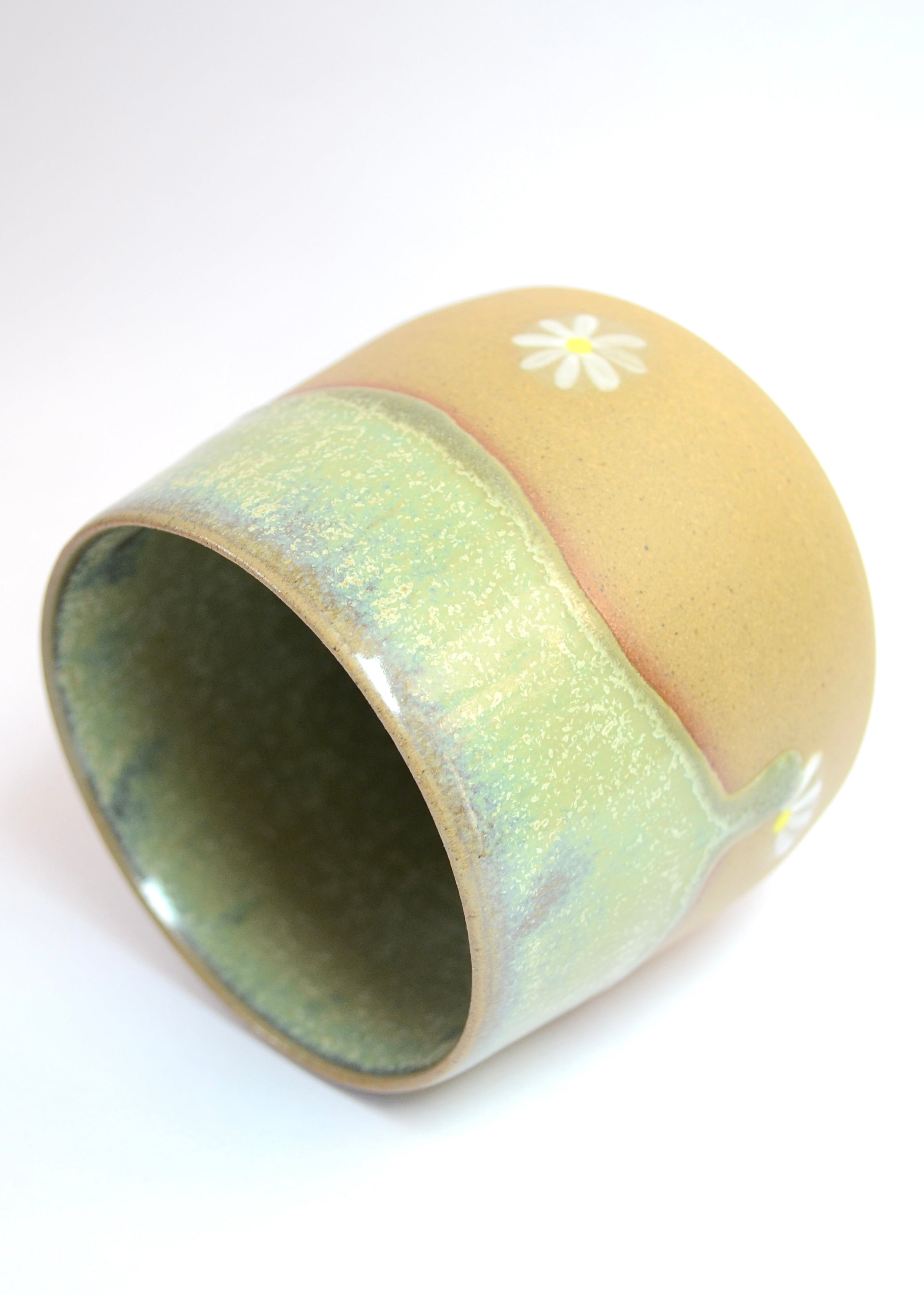 Peridot handmade brown stoneware ceramic mug, another view
